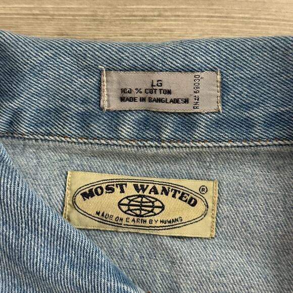 Most Wanted Denim Jacket Large Made on Earth Embroidered Roland - Picture 3 of 6